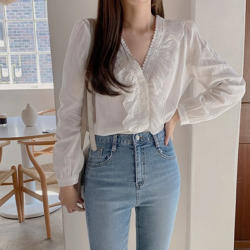 Блузка женская с оборками и V-образным вырезом, элегантная хлопковая рубашка с длинным рукавом, элегантная винтажная кружевная белая, на осе...
Блузка женская с оборками и V-образным вырезом, элегантная хлопковая рубашка с длинным рукавом, элегантная винтажная кружевная белая, на осе...