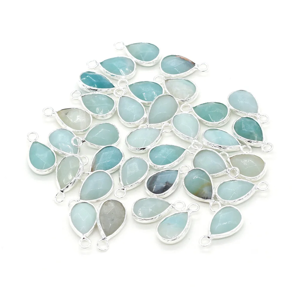 

New 5PCS Natural Stone Blue Amazonite Pendant Water Drop Shape Stone Pendant for Jewelry Making DIY Necklace Size 13x23mm