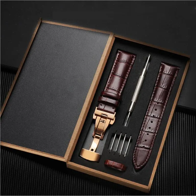 Leather Watch Band 12mm-24mm Double Press Butterfly Buckle Leather Watch Strap Bracelet with Repair Tool in Wooden Box
Leather Watch Band 12mm-24mm Double Press Butterfly Buckle Leather Watch Strap Bracelet with Repair Tool in Wooden Box