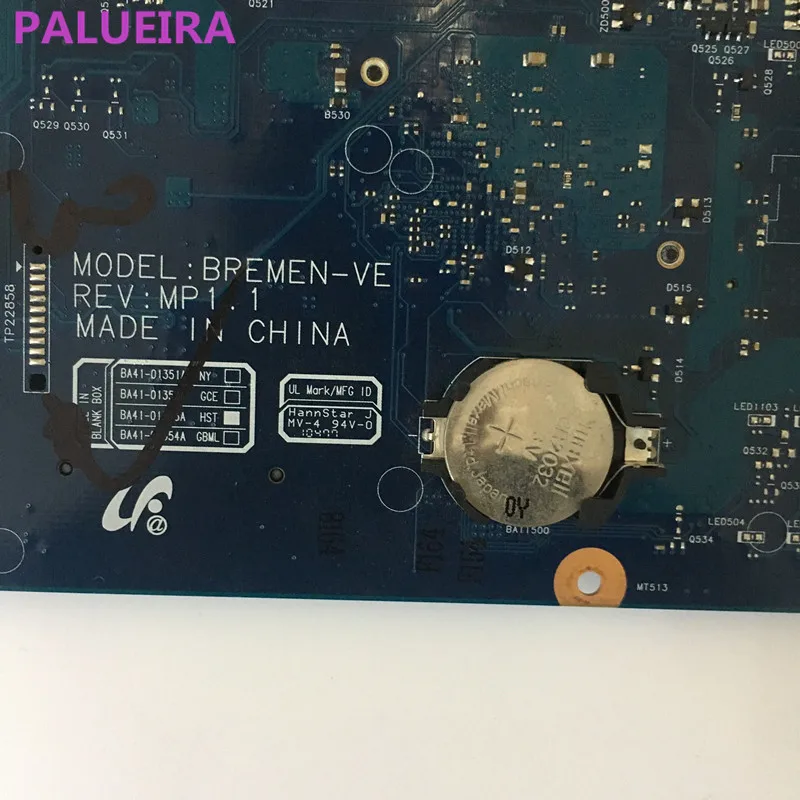 PALUBEIRA BA41-01285A R540 NP-R540 Материнская плата ноутбука HM55 BREMEN2-L для Samsung DDR3 BA92-06626A BA92-06626B