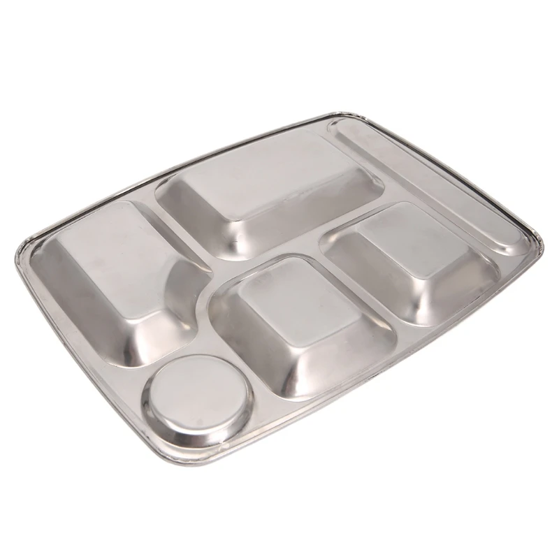 Нержавеющая сталь разделенный обеденный лоток ланч контейнер пищевая тарелка