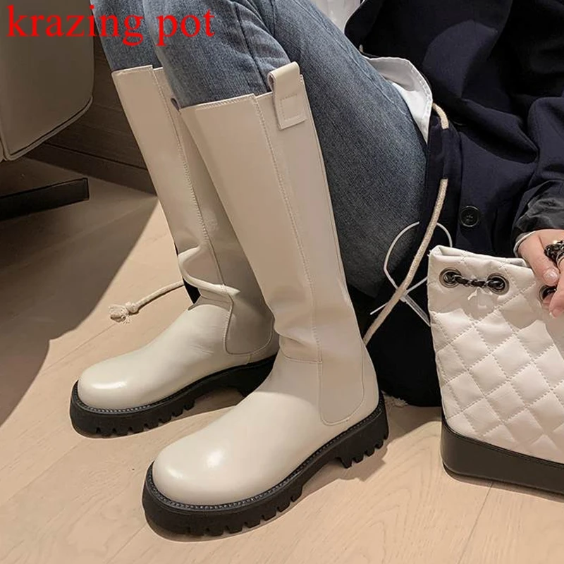 krazing pot cow leather round toe long boots preppy style platform solid color keep warm thick high heel stretch knee-high boots
krazing pot cow leather round toe long boots preppy style platform solid color keep warm thick high heel stretch knee-high boots