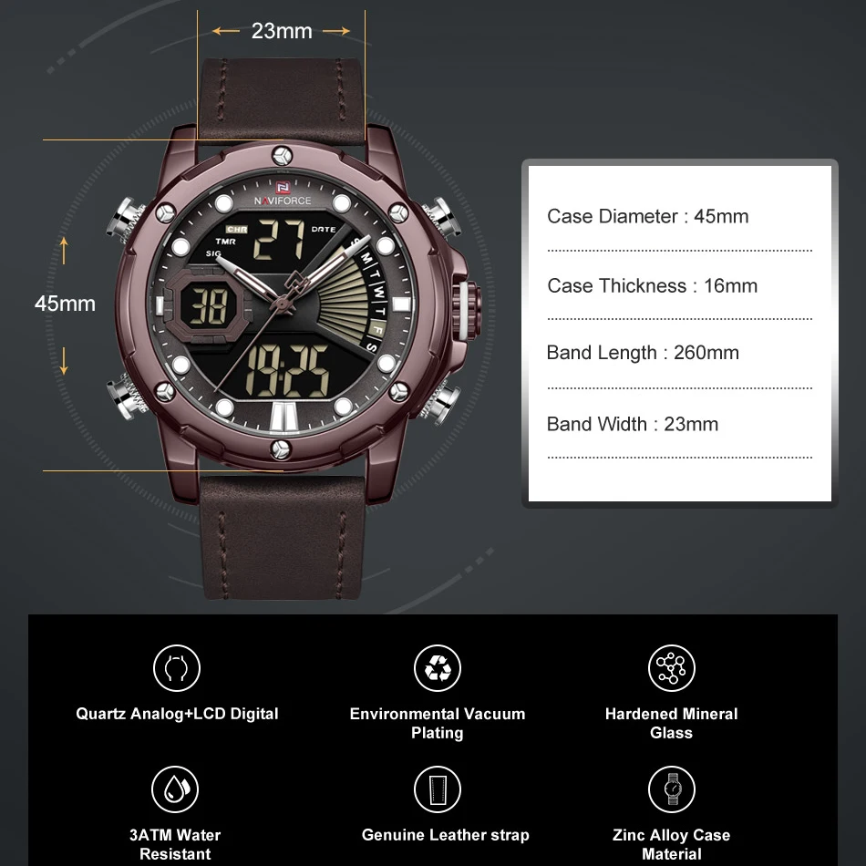 NAVIFORCE LED Display Watches For Men Quartz Wristwatches Male Top Luxury Brand Military Sports Chronograph Watch Man Gift +Box
NAVIFORCE LED Display Watches For Men Quartz Wristwatches Male Top Luxury Brand Military Sports Chronograph Watch Man Gift +Box