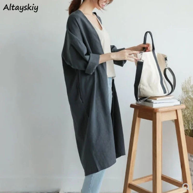Trench Women Simple Vintage Solid Open Stitch Normcore All-match Teens 2021 Clothing Female Coat Minimalist Summer Sun-proof Ins
Trench Women Simple Vintage Solid Open Stitch Normcore All-match Teens 2021 Clothing Female Coat Minimalist Summer Sun-proof Ins