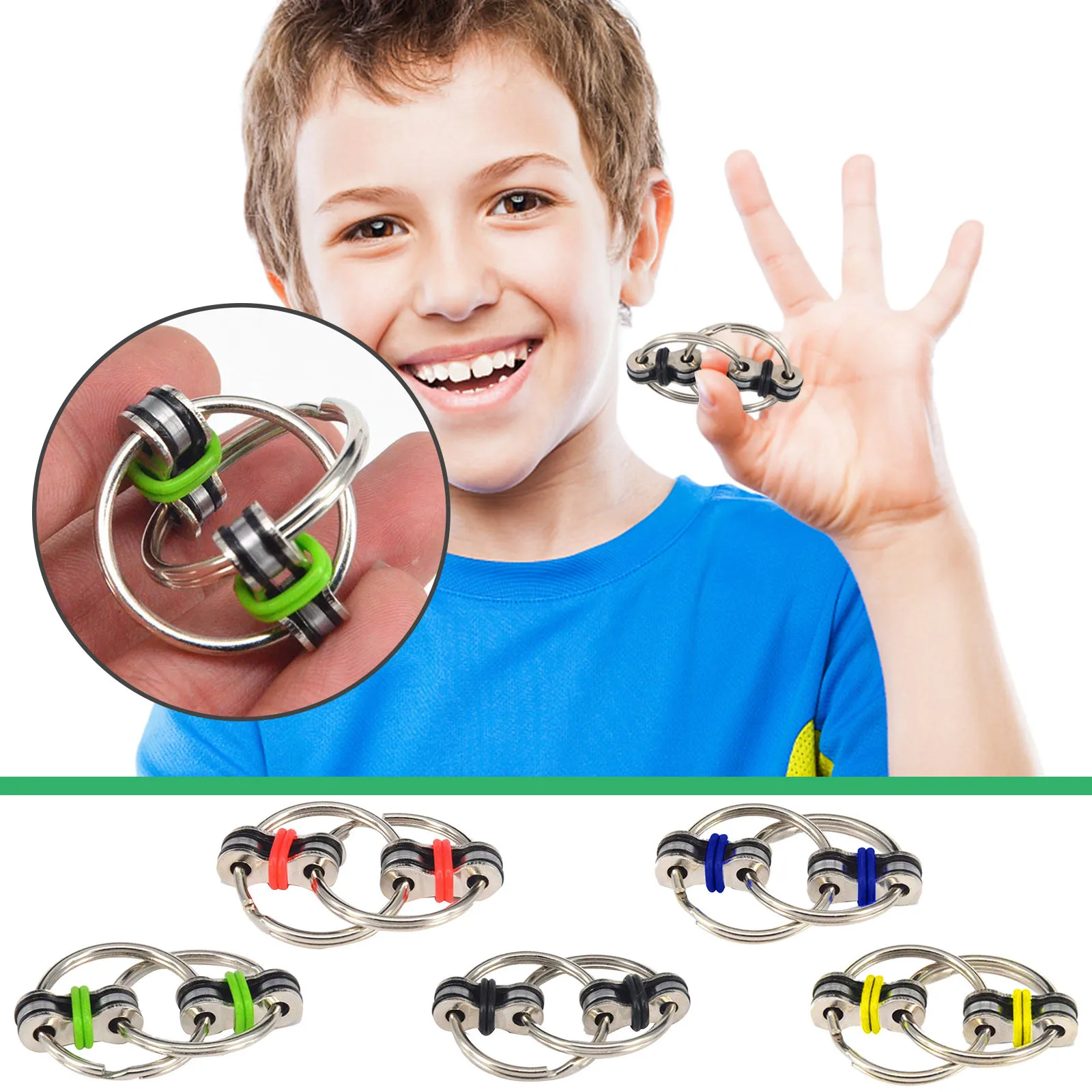 

Металлическая головоломка-цепочка, фиджет-игрушка, ручные Спиннеры, кольцо для ключей, сенсорные игрушки, снятие стресса, СДВГ, топ, спутанн...