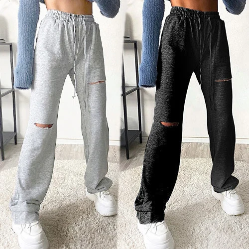 Women Casual Hole Pants Casual High Waist Drawstring Waistband Ripped Trousers for Dating Vacation Travelling Party Shopping
Women Casual Hole Pants Casual High Waist Drawstring Waistband Ripped Trousers for Dating Vacation Travelling Party Shopping