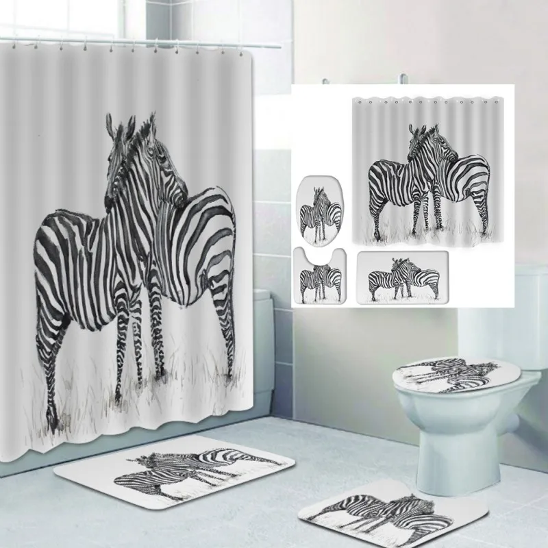 Nature Animal Scenery Printed Pattern Shower Curtain Pedestal Rug Lid Toilet Cover Mat Bath Mat Set Bathroom Curtains With Hooks
Nature Animal Scenery Printed Pattern Shower Curtain Pedestal Rug Lid Toilet Cover Mat Bath Mat Set Bathroom Curtains With Hooks
