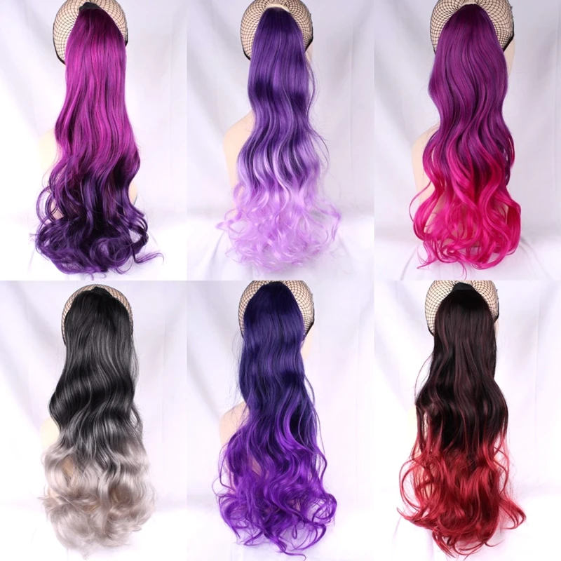 

JOY&BEAUTY Hair High Temperature Fiber Long Wavy Ombre Clip In Sythetic Hair Ponytail 22inch 14Color Available