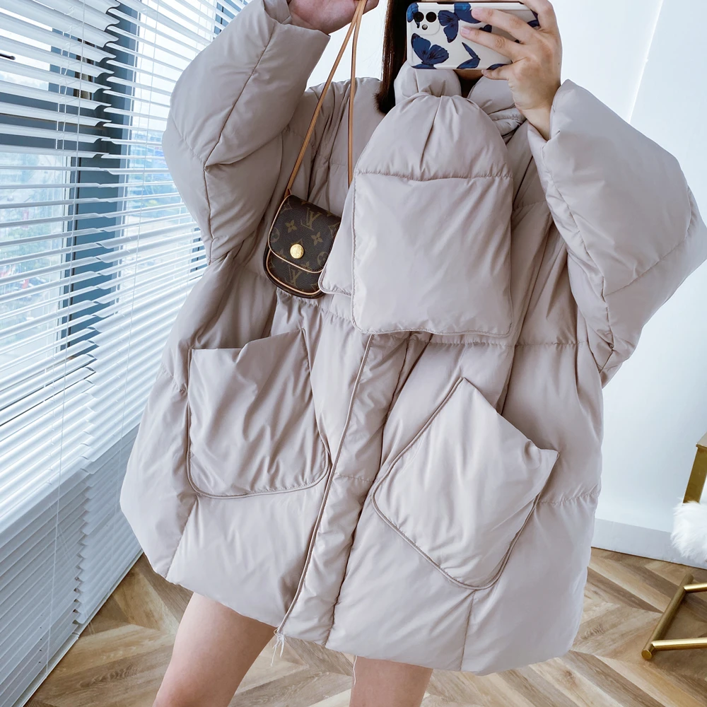 Women Down Parker 2021 Lady Winter Scarf Style Loose Jacket Coat Thicker Warm Great Quality Bat Sleeve Oversize Overcoat Outwear
Women Down Parker 2021 Lady Winter Scarf Style Loose Jacket Coat Thicker Warm Great Quality Bat Sleeve Oversize Overcoat Outwear