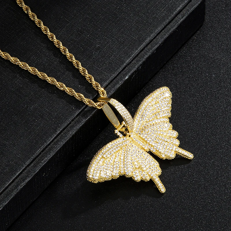 Hip Hop Bling Animal Butterfly Iced Out Bling Cubic Zircon Solid Back Necklace & Pendant For Men Jewelry Charm Tennis Chain 
Hip Hop Bling Animal Butterfly Iced Out Bling Cubic Zircon Solid Back Necklace & Pendant For Men Jewelry Charm Tennis Chain