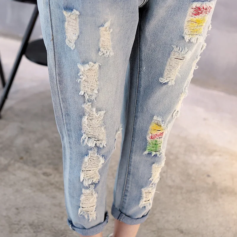 Summer Torn New Jeans Washed Lapel Jeans Large Size Elastic Waist Women Ankle Length Harem Pants Woman Autumn
Summer Torn New Jeans Washed Lapel Jeans Large Size Elastic Waist Women Ankle Length Harem Pants Woman Autumn