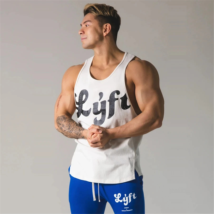 2021 Summer new style gyms exercise fitness sportswear jogger brand fashion mens vest cotton streetwear casual mens shirt