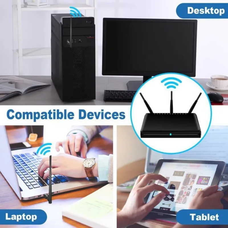 New 2.4G 5GHz Dual Band Wireless Network Card WiFi LAN Adapter 1200Mbps USB 802.11ac Wifi Dongle With 5dbi Antenna
New 2.4G 5GHz Dual Band Wireless Network Card WiFi LAN Adapter 1200Mbps USB 802.11ac Wifi Dongle With 5dbi Antenna