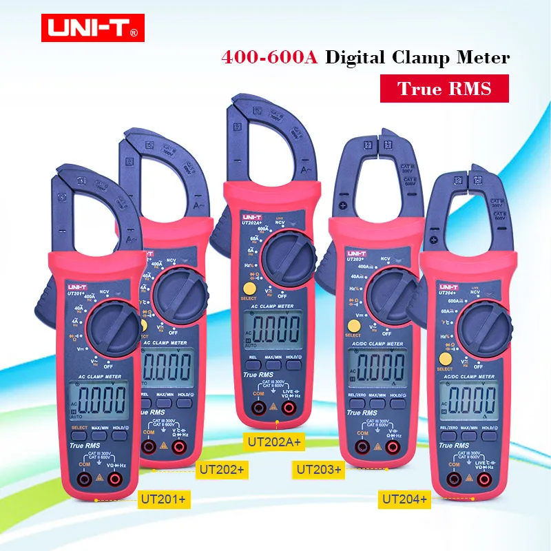 

UNI-T True RMS Digital Clamp meter UT201+/UT202+/UT203+/UT204+ 400-600A Auto range multimeter NCV false detection protection