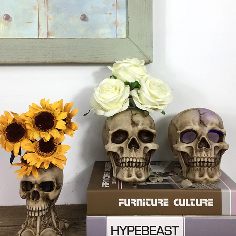 Simulation Skull Halloween Decor Cracked Resin Flower Holder Luminous Statue Ornament for Party Flower Arrangement LBE
Simulation Skull Halloween Decor Cracked Resin Flower Holder Luminous Statue Ornament for Party Flower Arrangement LBE
