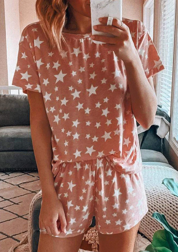 Hot selling fashion cool summer new leisure digital printing star pattern pajamas short sleeve home suit
Hot selling fashion cool summer new leisure digital printing star pattern pajamas short sleeve home suit