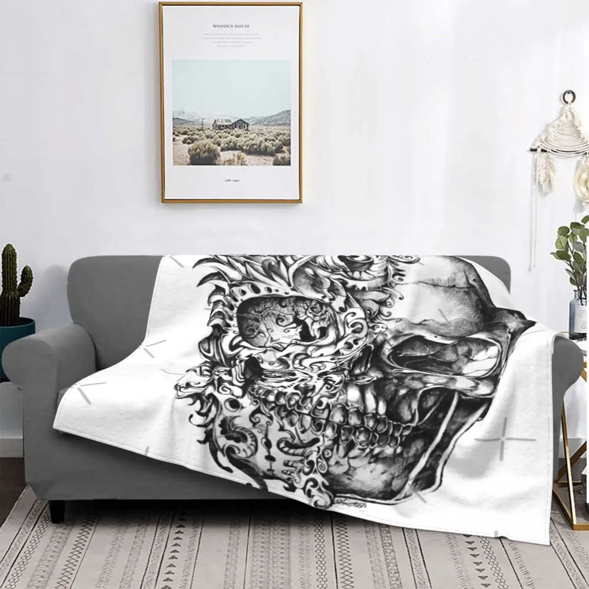 

Cubrecama de calavera para cama, manta a cuadros con capucha, colchas para cama, 1 unidad