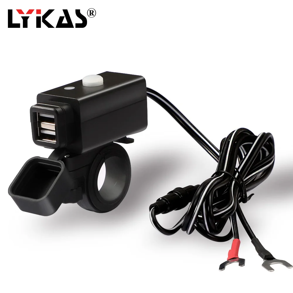 Зарядное устройство LYKAS с 2 мя USB портами для мотоциклов 5 В 3 0 А|Электроаксессуары