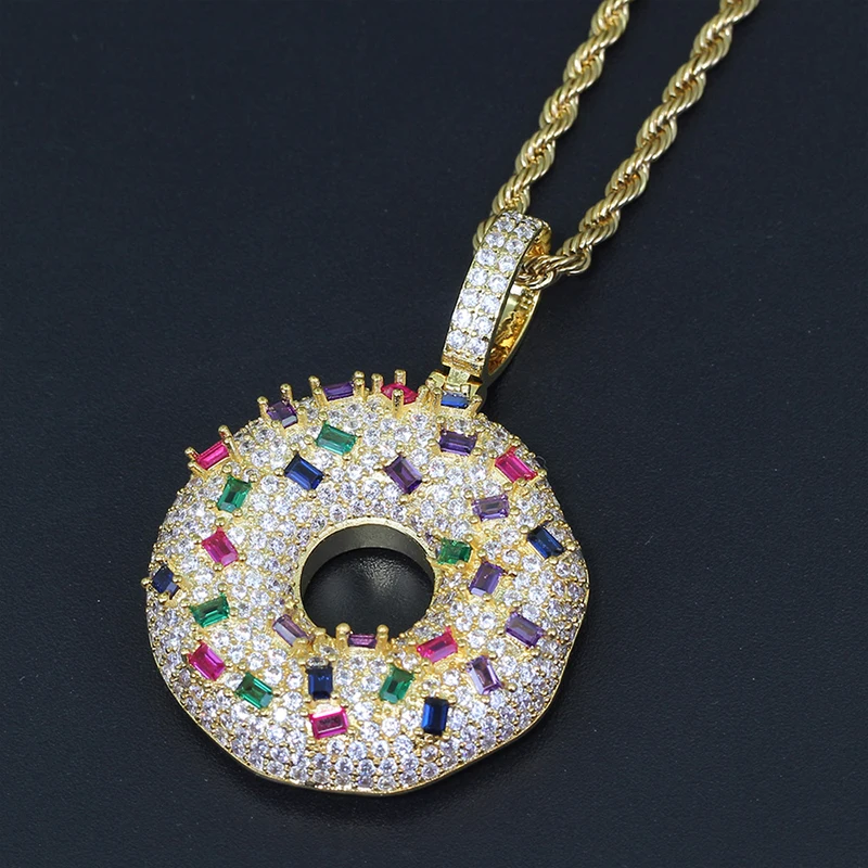 New Design Iced Out Cubic Zirconia Donut Necklace Women Men Hip Hop Bling Micro Paved AAA CZ Stone Round Pendants Chain Jewelry
New Design Iced Out Cubic Zirconia Donut Necklace Women Men Hip Hop Bling Micro Paved AAA CZ Stone Round Pendants Chain Jewelry