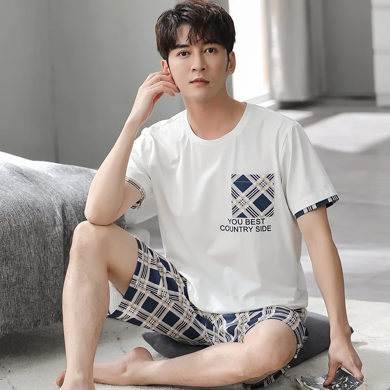 2021 Men Modal Sleepwear Shirt&Pant 2PCS Pajama Pijamas Suit Summer Thin Male O-Neck Nightwear Novelty Homewear Pyjamas
2021 Men Modal Sleepwear Shirt&Pant 2PCS Pajama Pijamas Suit Summer Thin Male O-Neck Nightwear Novelty Homewear Pyjamas