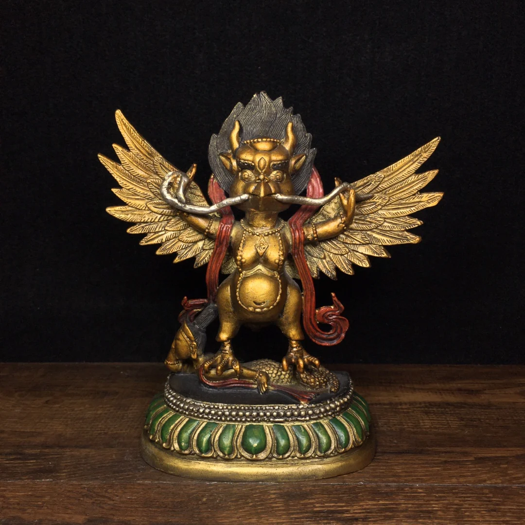 Home Decor 7" Tibet Buddhism Old Bronze Painted Roc garuda Golden Winged Eagle Yun Cheng Wan Lipeng Enshrine the Buddha
Home Decor 7" Tibet Buddhism Old Bronze Painted Roc garuda Golden Winged Eagle Yun Cheng Wan Lipeng Enshrine the Buddha