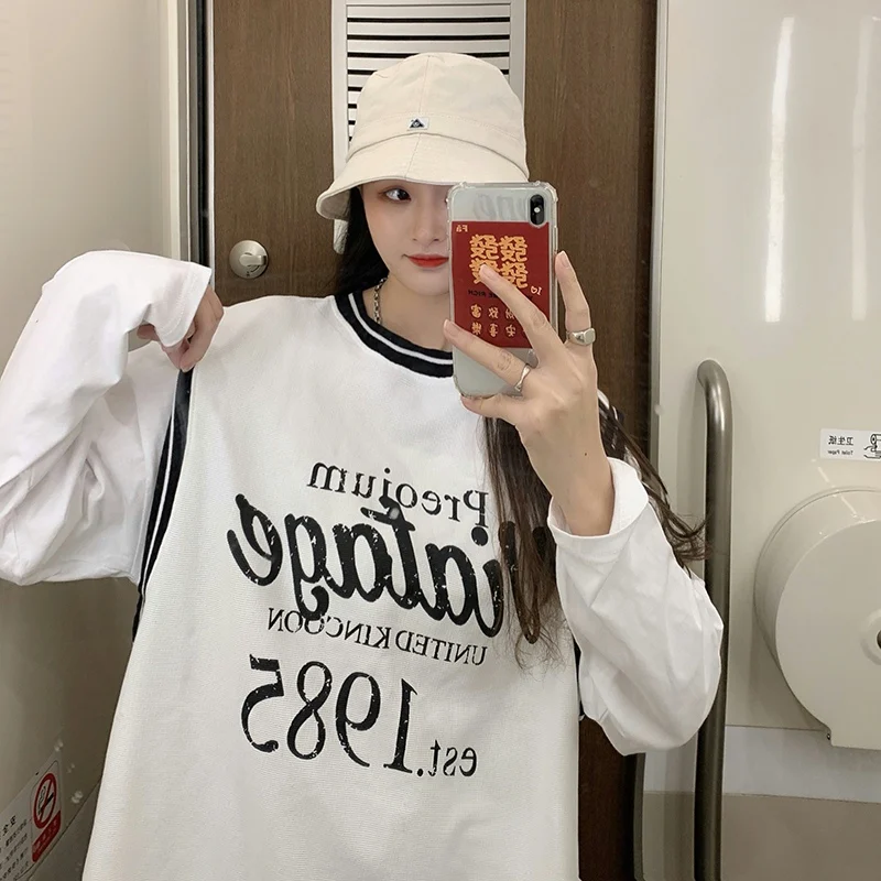 Cool Women Fashion Korean Fake Two Long Sleeve T Shirt Hip Hop Sports Streetwear Girls Tees Autumn Black Loose T Shirt Females
Cool Women Fashion Korean Fake Two Long Sleeve T Shirt Hip Hop Sports Streetwear Girls Tees Autumn Black Loose T Shirt Females