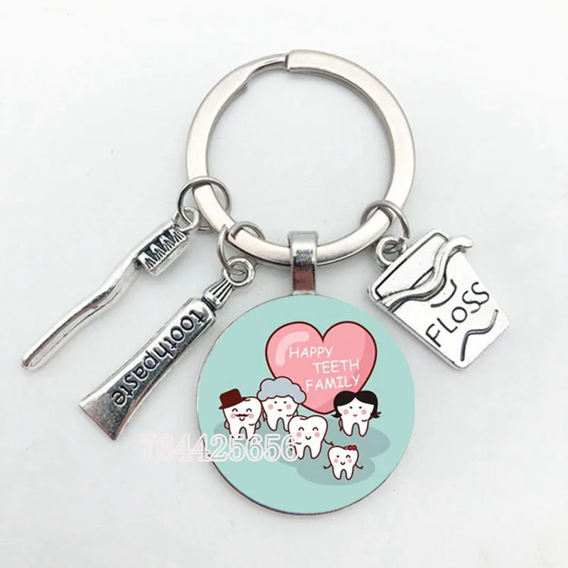 25mm Handmade Cute Tooth Cleaning Promotion Key Chain Dentist Souvenir Gift Ring Angel Pendant Toothpaste Toothbrush L | Украшения и