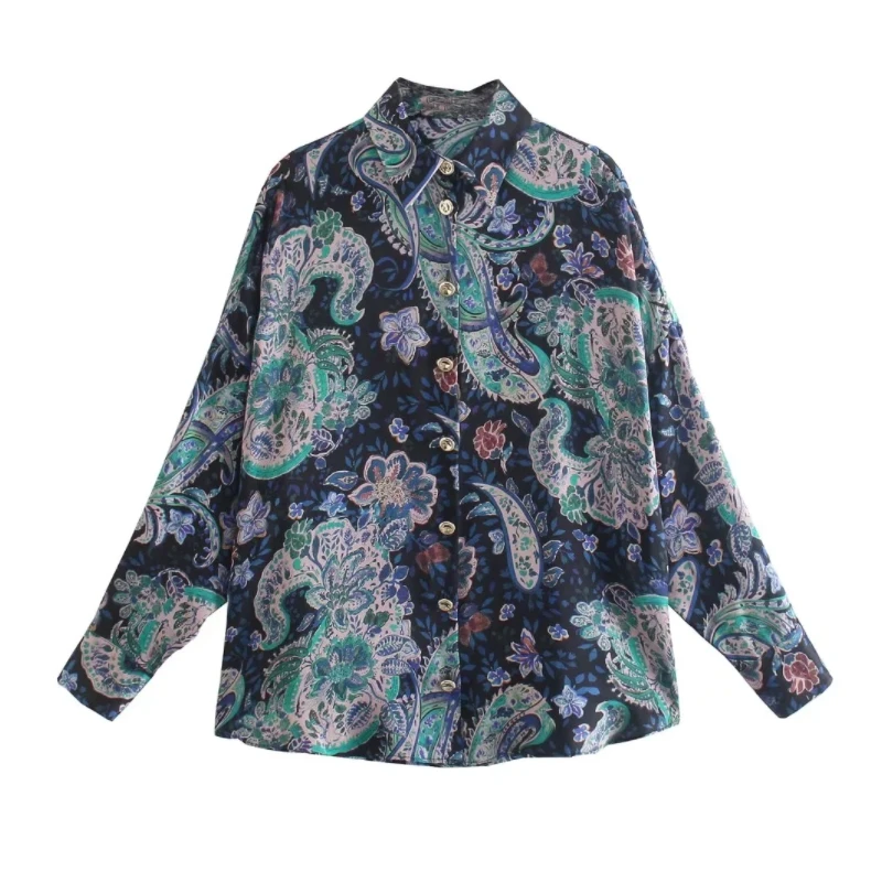 Women Cashew Flower Printing Turndown Collar Shirt Female Long Sleeve Blouse Casual Lady Loose Tops Blusas S9708
Women Cashew Flower Printing Turndown Collar Shirt Female Long Sleeve Blouse Casual Lady Loose Tops Blusas S9708