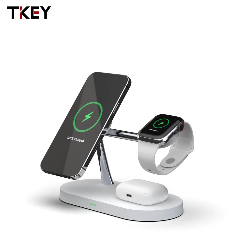 Магнитное Беспроводное зарядное устройство TKEY 5 в 1 для iPhone 12 Apple Watch Airpods 15 Вт Быстрая зарядка со светодиодной подсветкой для рабочего стола
Магнитное Беспроводное зарядное устройство TKEY 5 в 1 для iPhone 12 Apple Watch Airpods 15 Вт Быстрая зарядка со светодиодной подсветкой для рабочего стола