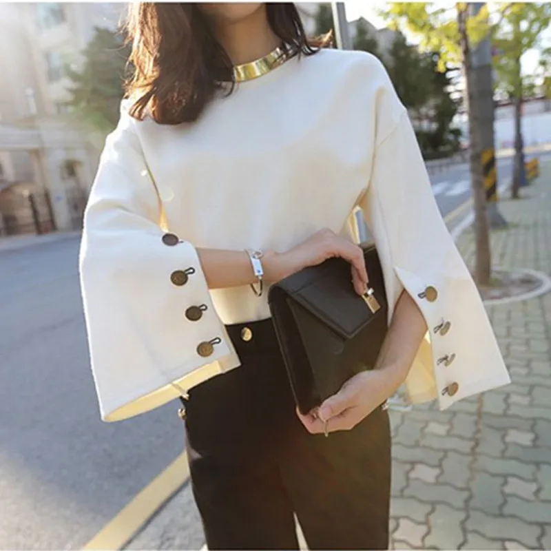 Sexy Fashion Women's Split Flare Sleeve O-neck Clubwear 2023 New Summer Tops Solid Basic Casual Long sleeve Tops blusas
Sexy Fashion Women's Split Flare Sleeve O-neck Clubwear 2023 New Summer Tops Solid Basic Casual Long sleeve Tops blusas