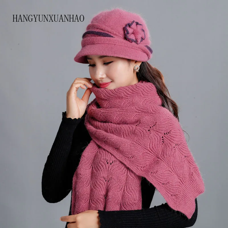 HANGYUNXUANHAO Wool Rabbit Fur Women Knitted Hat Fedora Wide Brim Vintage Fashion Women Hats Winter Neck Warmer Cap With Scarf
HANGYUNXUANHAO Wool Rabbit Fur Women Knitted Hat Fedora Wide Brim Vintage Fashion Women Hats Winter Neck Warmer Cap With Scarf
