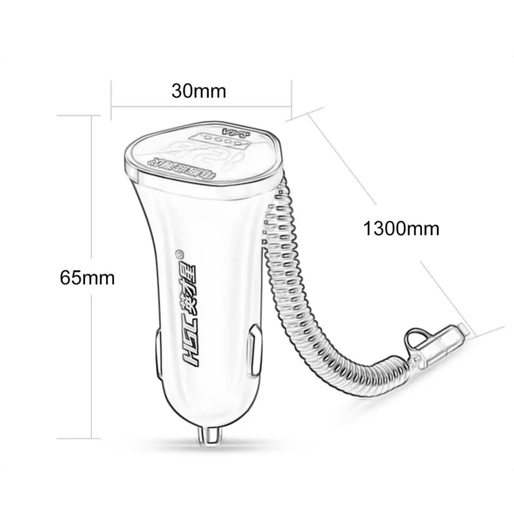 HSC-104D 12V-24V Fast Car Charger Dual USB Smart Charger Adapter With Voltage/Current Digital LED Display With Charging Line
HSC-104D 12V-24V Fast Car Charger Dual USB Smart Charger Adapter With Voltage/Current Digital LED Display With Charging Line