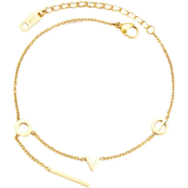 2021 New Fashion Korean Style Letter Love Simple Temperament Personalized 18K Gold Plated Anklet
2021 New Fashion Korean Style Letter Love Simple Temperament Personalized 18K Gold Plated Anklet