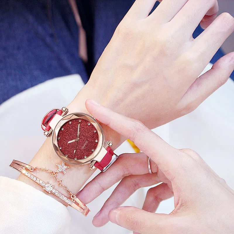 Casual Women Romantic Starry Sky Wrist Watch bracelet Leather Rhinestone Designer Ladies Clock Simple Dress Gfit Montre Femme
Casual Women Romantic Starry Sky Wrist Watch bracelet Leather Rhinestone Designer Ladies Clock Simple Dress Gfit Montre Femme