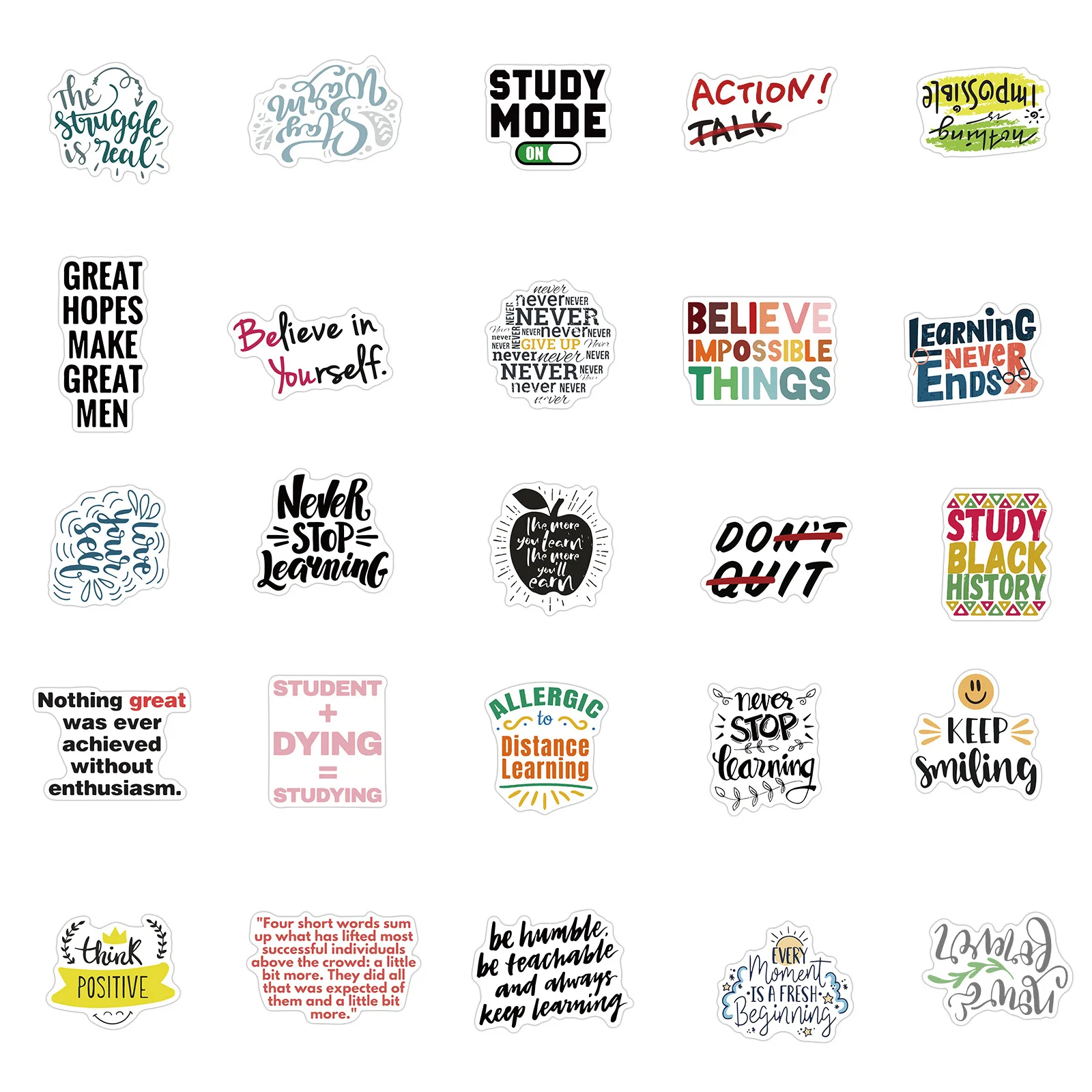 10/50Pcs/Lot Motivational Phrases Stickers Quotes Sentences Waterproof Laptop Skateboard Phone Office Study Room Graffiti Decals
10/50Pcs/Lot Motivational Phrases Stickers Quotes Sentences Waterproof Laptop Skateboard Phone Office Study Room Graffiti Decals