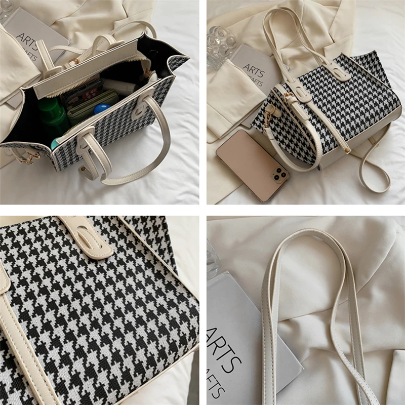 Autumn Trend Plaid Woollen Fabric Trapeze Tote Bags For Women Luxury Brand Two Tones Large Capacity Shoulder Crossbody Bags 2021
Autumn Trend Plaid Woollen Fabric Trapeze Tote Bags For Women Luxury Brand Two Tones Large Capacity Shoulder Crossbody Bags 2021