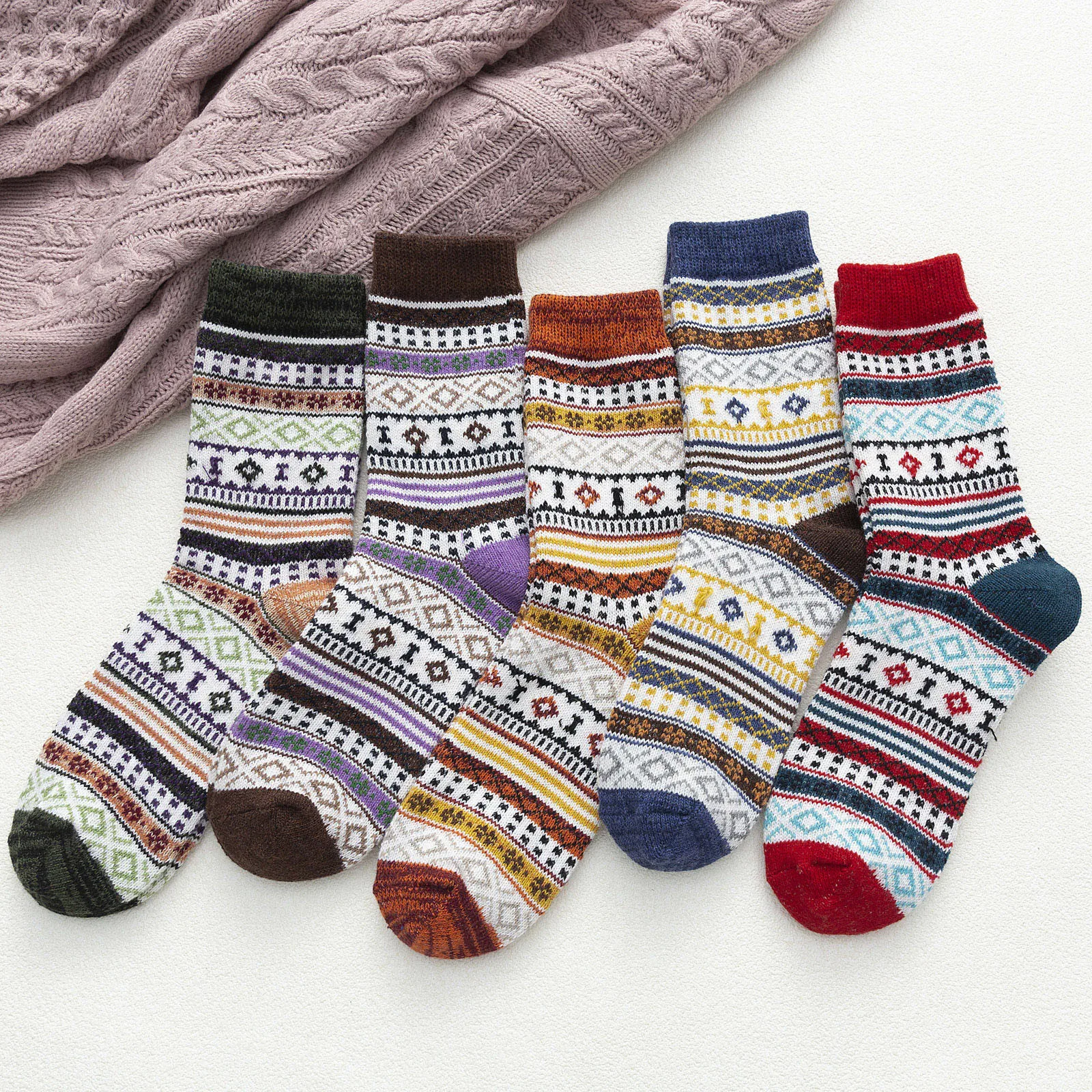 5 Pack Womens Winter home comfort warmth ladies long plush socks Vintage Soft Cold Knit Wool Socks Multi-color mix and match
5 Pack Womens Winter home comfort warmth ladies long plush socks Vintage Soft Cold Knit Wool Socks Multi-color mix and match
