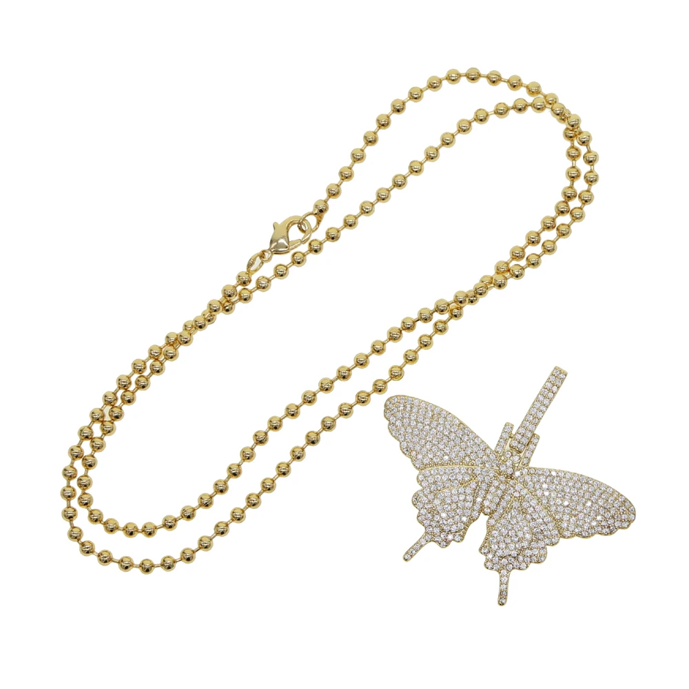 Цепочка с подвеской-бабочкой женская сверкающее ожерелье из 18-дюймового бисера