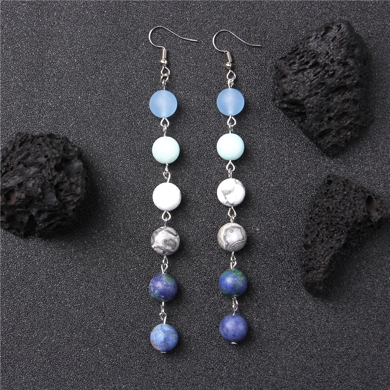Drama Natural matte gem stone beads charm earring Long universe Hook Earring Bohemian Jewelry for women party bar gift wholesale
Drama Natural matte gem stone beads charm earring Long universe Hook Earring Bohemian Jewelry for women party bar gift wholesale
