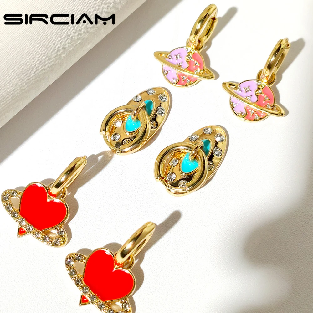 Trendy Candy Color Universe Planet Stainless Steel Hoop Earrings for Women Y2K Cute Crystal Enamel Golden Huggie Earrings Gift
Trendy Candy Color Universe Planet Stainless Steel Hoop Earrings for Women Y2K Cute Crystal Enamel Golden Huggie Earrings Gift