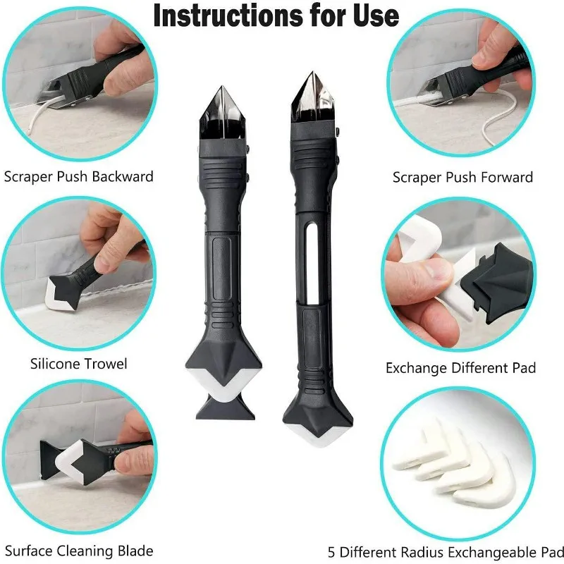 3 in 1 Multifunctional Silicone Remover Caulk Finisher Sealant Smooth Scraper Grout Kit Tools
3 in 1 Multifunctional Silicone Remover Caulk Finisher Sealant Smooth Scraper Grout Kit Tools