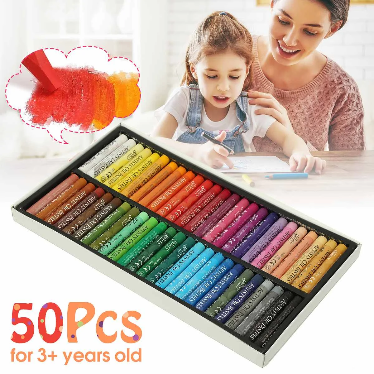 

Painting Art Supplies Crayons 50 Colors Soft Oil Pastels For Drawing Set Children Waxes Kids Gift Oil Painting Stick Stationery