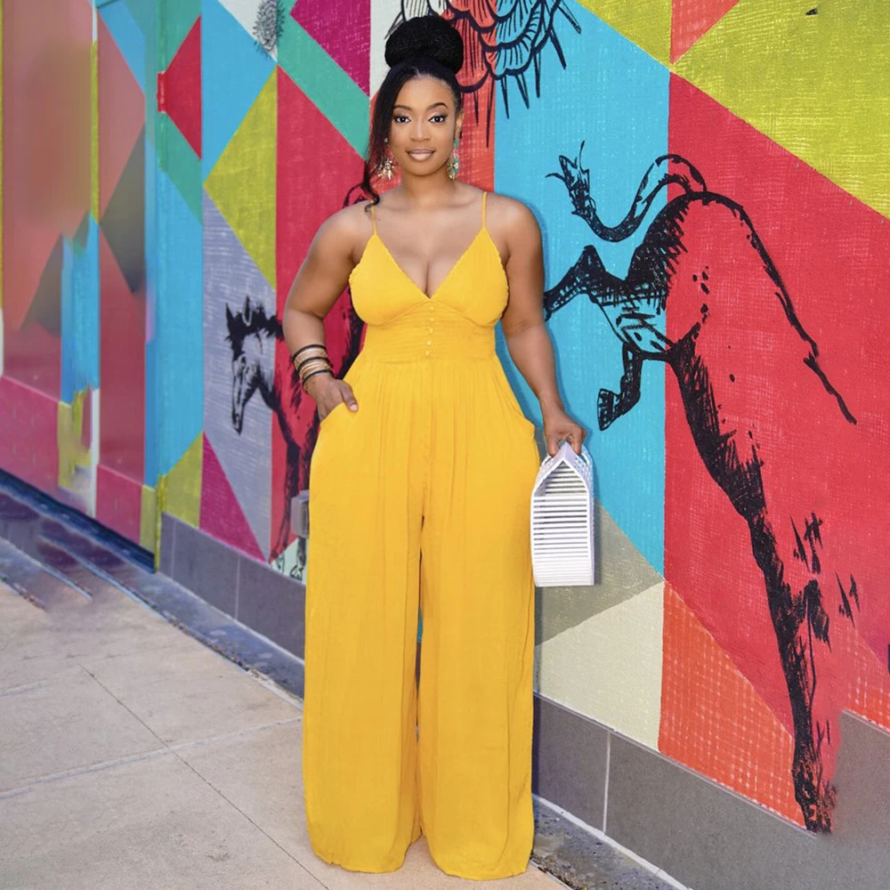 Spaghetti Strap Jumpsuits For Women Sleeveless Sexy V-collar Elastic Fashion Ankara Rompers Africaine Summer Elegant Holiday
Spaghetti Strap Jumpsuits For Women Sleeveless Sexy V-collar Elastic Fashion Ankara Rompers Africaine Summer Elegant Holiday