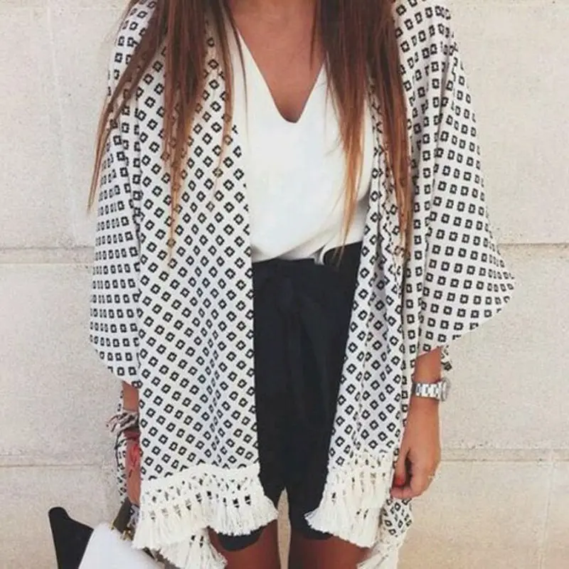 Summer New Fashion Women Long Sleeve Loose Small Argyle Printed Tassels Cardigan Coat Shawl Kimono Cardigans
Summer New Fashion Women Long Sleeve Loose Small Argyle Printed Tassels Cardigan Coat Shawl Kimono Cardigans