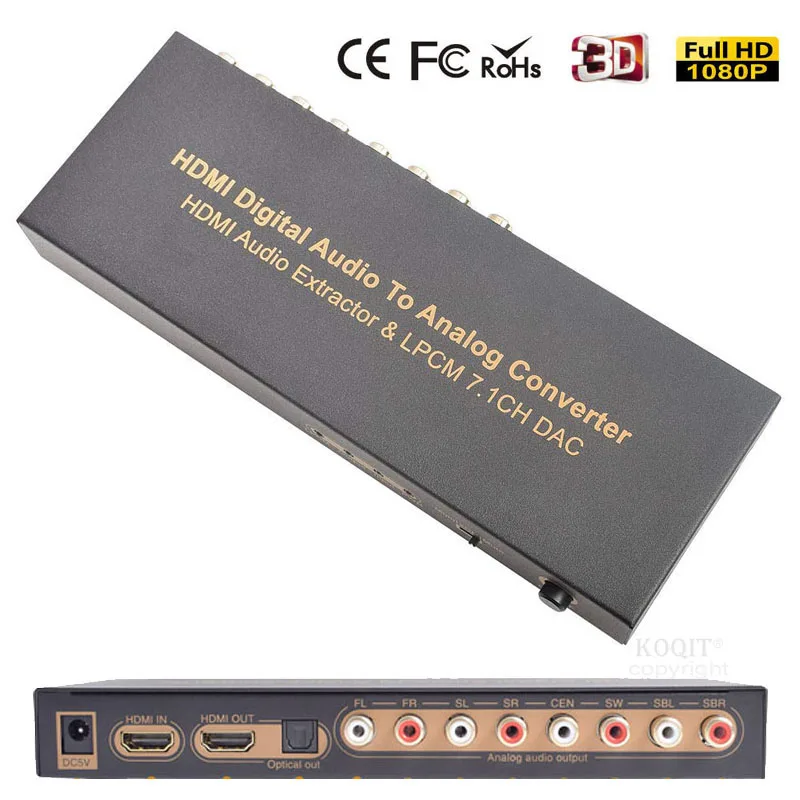 Цифровой аудио в аналоговый конвертер HDMI аудио экстрактор LPCM 7.1CH 192 кГц DAC 3D оптический многоканальный переключатель оптический RCA 4K/30 Гц
Цифровой аудио в аналоговый конвертер HDMI аудио экстрактор LPCM 7.1CH 192 кГц DAC 3D оптический многоканальный переключатель оптический RCA 4K/30 Гц