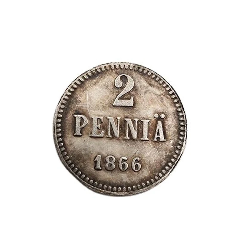 Финляндия 1866 памятная монета 2 Пенни медная коллекция Сувениры дома Украшения