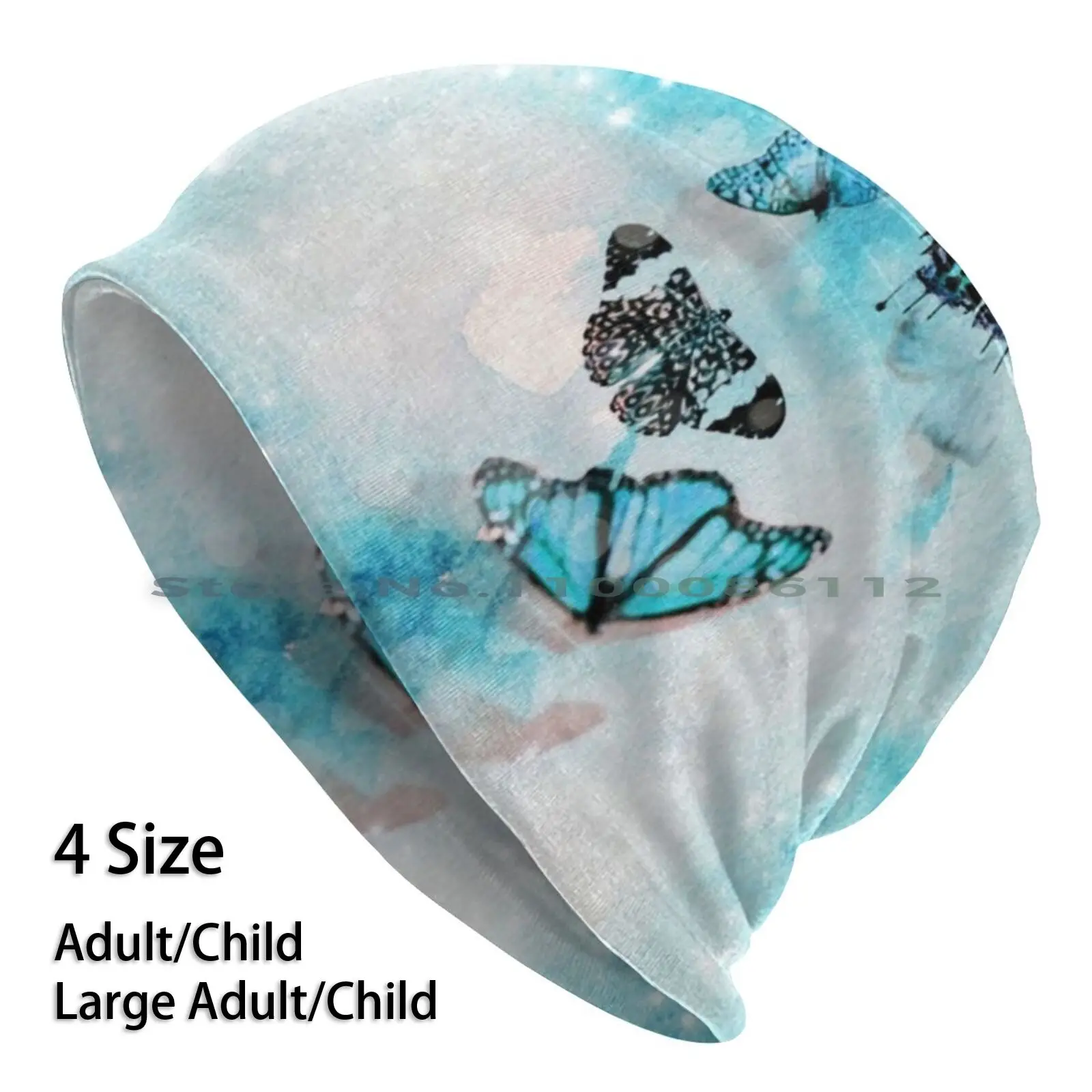Butterflies' Flight Beanies Knit Hat White Watercolor Sparkly Blue Butterflies Blue And Black Light Blue Light Blue And Black 
Butterflies' Flight Beanies Knit Hat White Watercolor Sparkly Blue Butterflies Blue And Black Light Blue Light Blue And Black