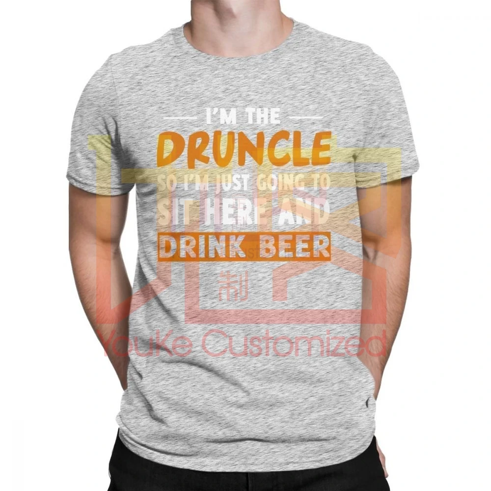 Мужские футболки с надписью I'm The drolo Пьяный дядюшка круглым вырезом одежда