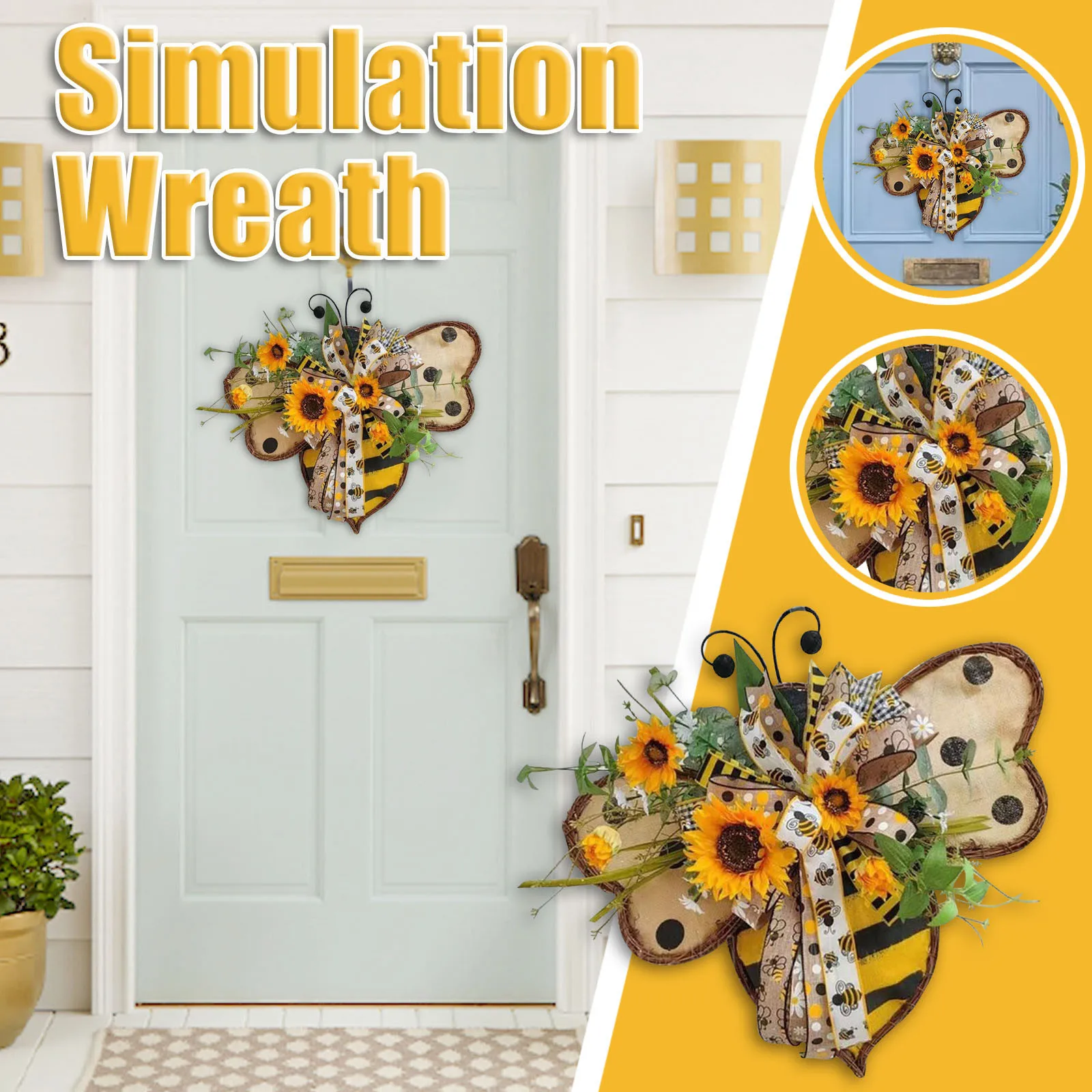 New Creative Bee Model Simulation Sunflower Ivy Wreath Holiday Home Door Decoration Wreath Garden Pendant Housewarming Gifts
New Creative Bee Model Simulation Sunflower Ivy Wreath Holiday Home Door Decoration Wreath Garden Pendant Housewarming Gifts