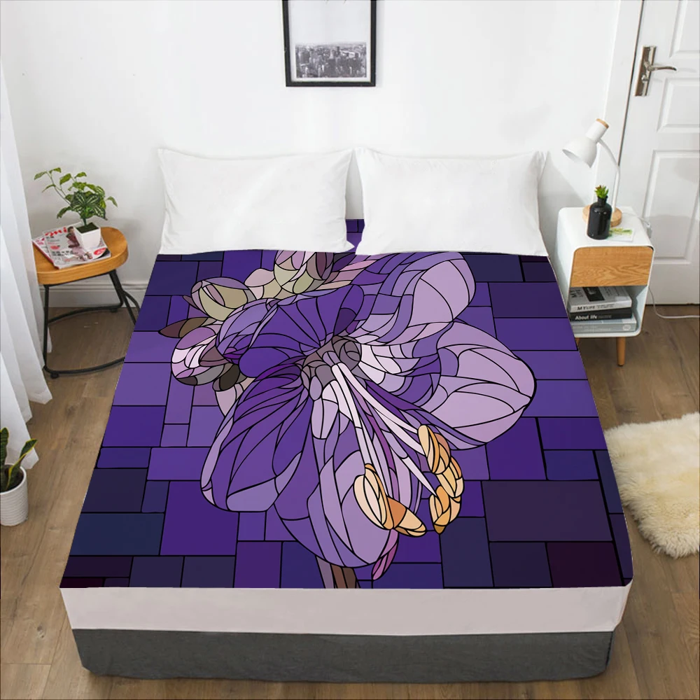 Luxury Elastic fitted sheet bed sheet With An Elastic Band Mattress Cover 150x200/160x200 Bed cover for home Flowers purple
Luxury Elastic fitted sheet bed sheet With An Elastic Band Mattress Cover 150x200/160x200 Bed cover for home Flowers purple